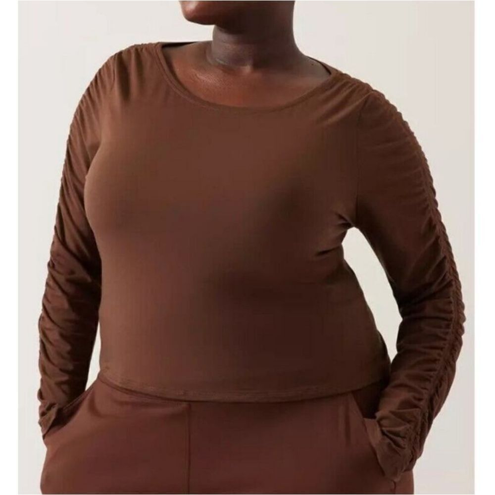Athleta 3X Brown All Around Ruched Top - New